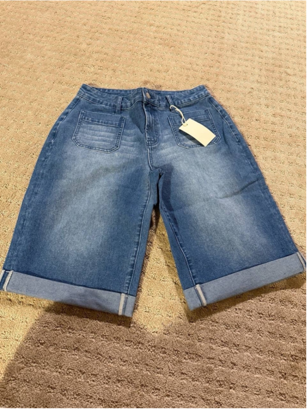 Flamingals Mid Rise Denim Bermuda Shorts L - Picture 5 of 8
